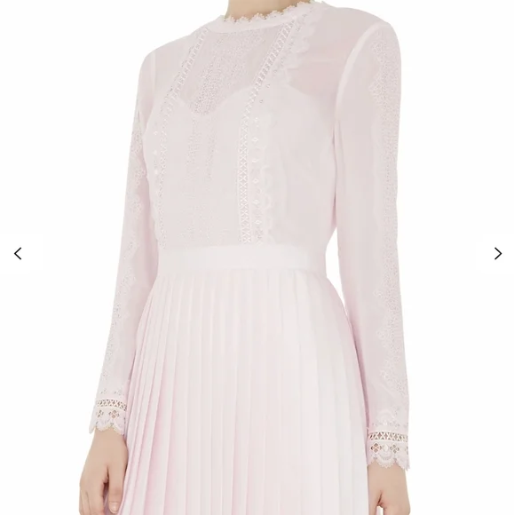 Ted Baker Looez Lace Trim Dress, Pink Nude Size 6-8 - Picture 3 of 16